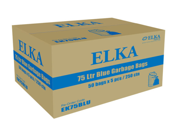 Elka 75L Blue Garbage Bags