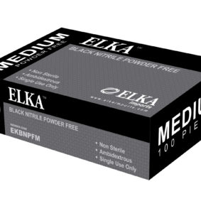 Elka Black Nitrile Powder Free Gloves