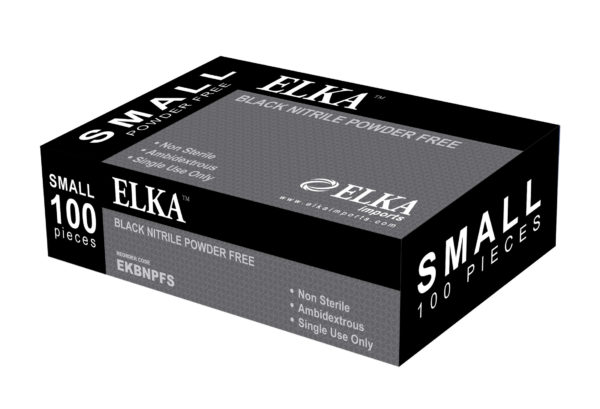 Elka Black Nitrile Powder Free Gloves