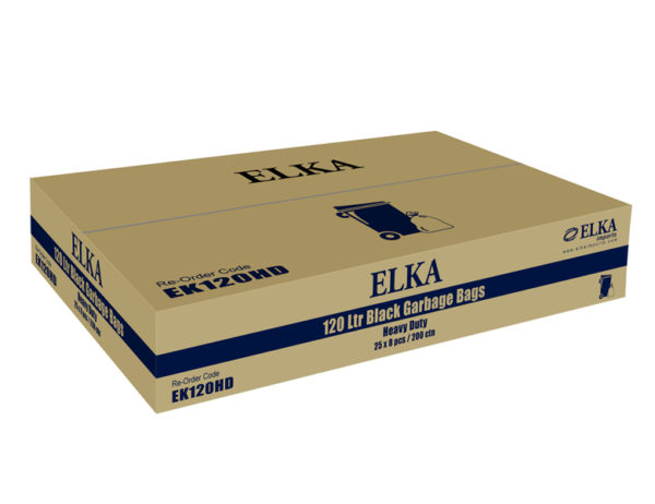 Elka 120L Black Heavy Duty Garbage Bags