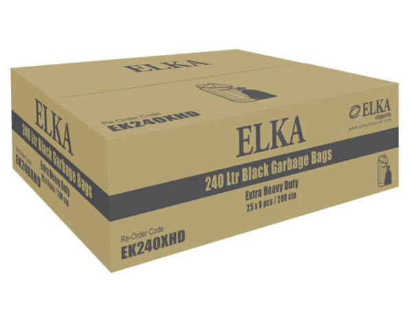 Elka 240L Black Extra Heavy Duty Garbage Bags