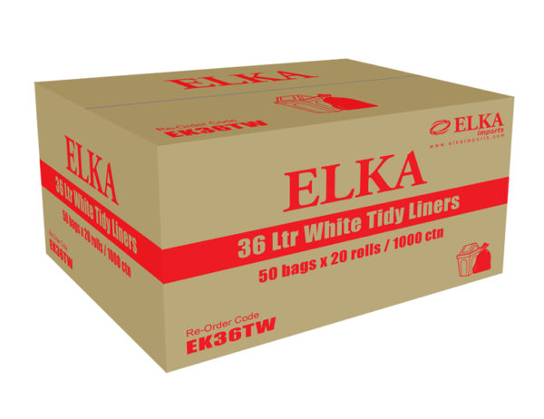 Elka 36L White Bin Liners
