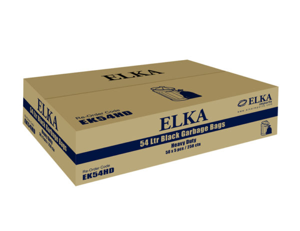 Elka 54L Black Heavy Duty Garbage Bags