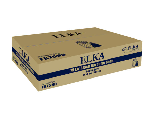 Elka 75L Black Heavy Duty Garbage Bags