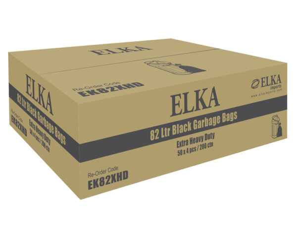 Elka 82L Black Extra Heavy Duty Garbage Bags