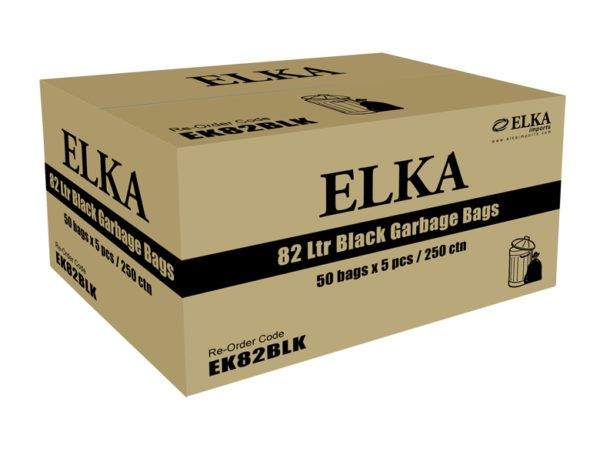 Elka 82L Black Garbage Bags