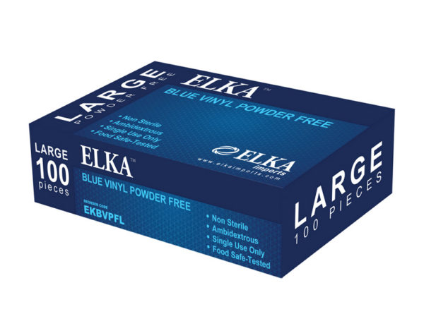 Elka Blue Vinyl Powder Free Gloves