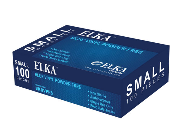 Elka Blue Vinyl Powder Free Gloves
