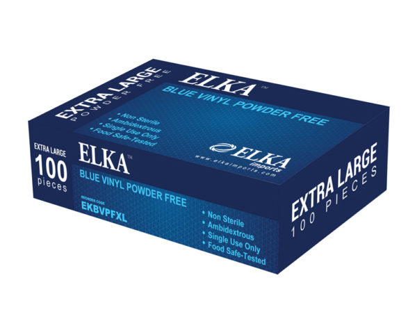 Elka Blue Vinyl Powder Free Gloves